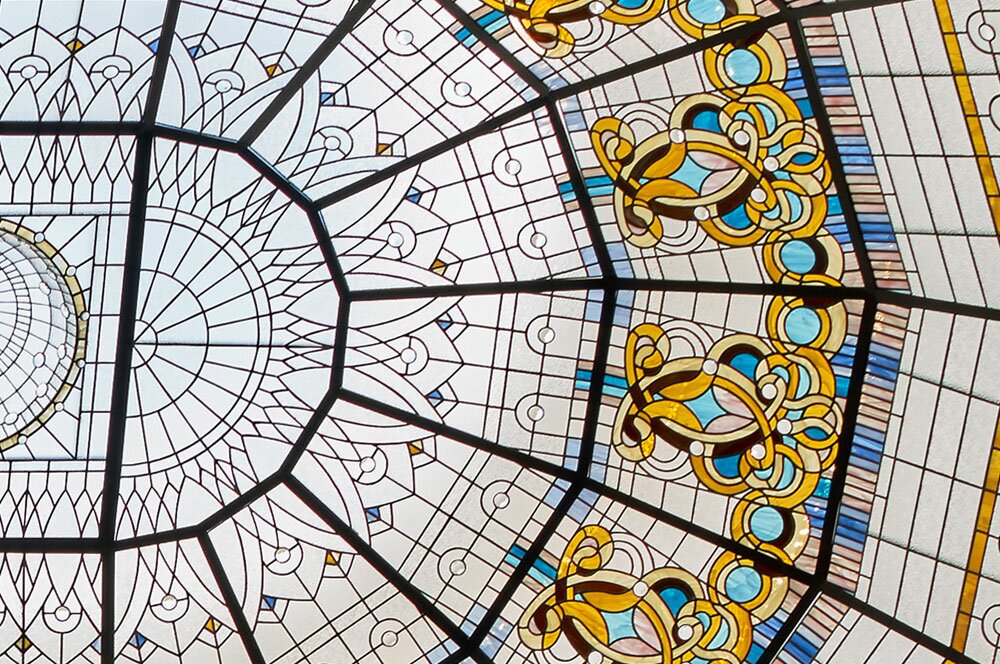Tiffany Stained Glass Oculus custom construction in Atlanta